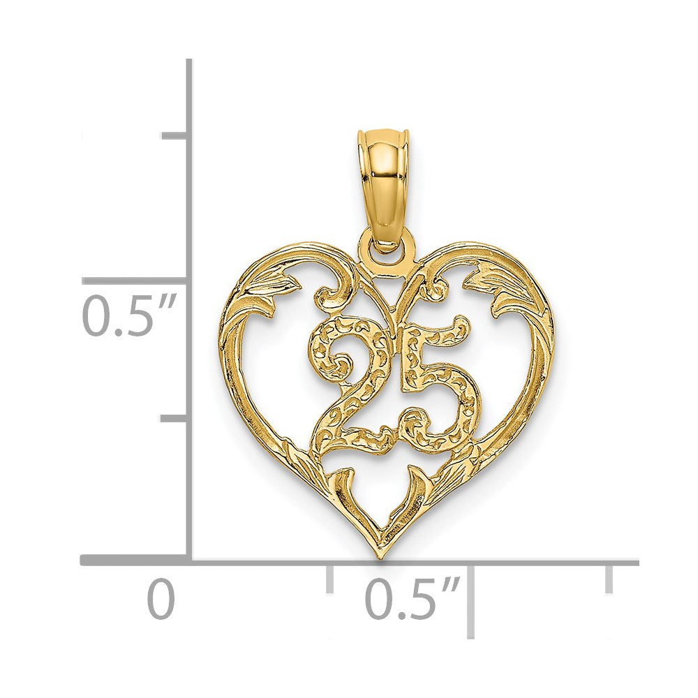 Million Charms 14K Yellow Gold Themed 25 Inside Heart Charm