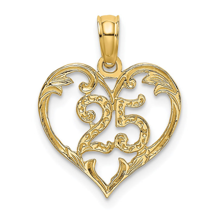 Million Charms 14K Yellow Gold Themed 25 Inside Heart Charm