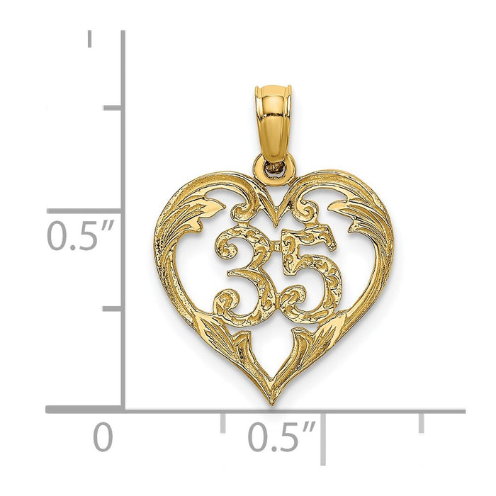 Million Charms 14K Yellow Gold Themed 35 Inside Heart Charm