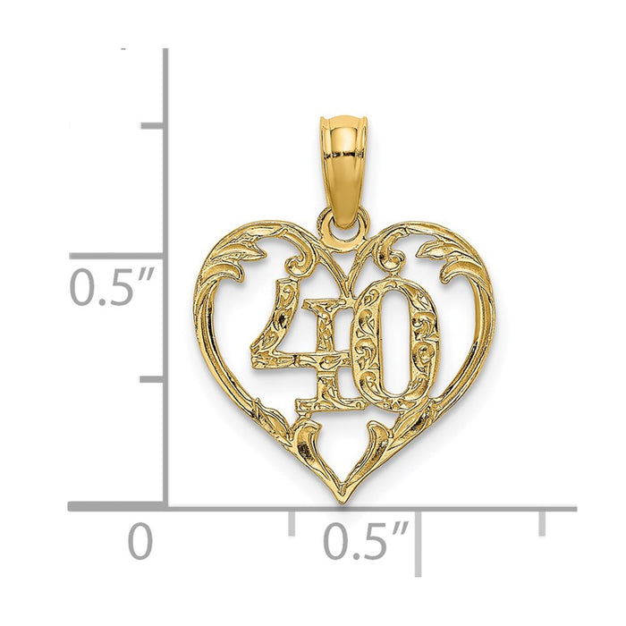 Million Charms 14K Yellow Gold Themed 40 Inside Heart Charm