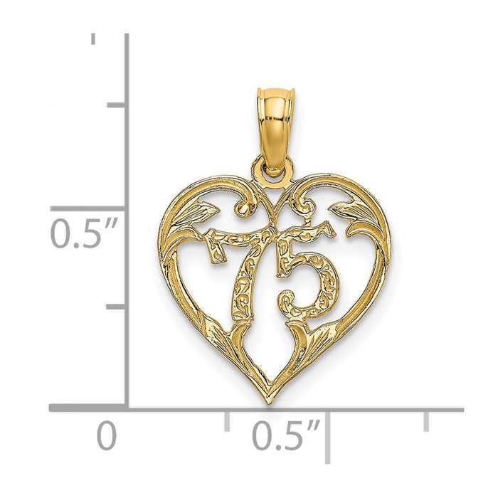 Million Charms 14K Yellow Gold Themed 75 Inside Heart Charm