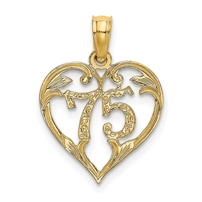 Million Charms 14K Yellow Gold Themed 75 Inside Heart Charm