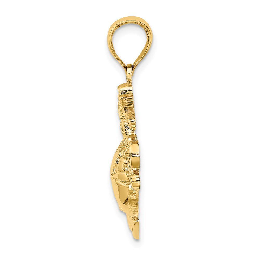 Million Charms 14K Yellow Gold Themed 2-D Med. Marine Corps Symbol Charm