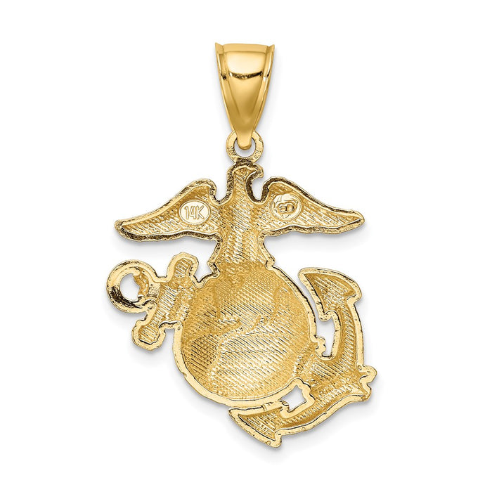 Million Charms 14K Yellow Gold Themed 2-D Med. Marine Corps Symbol Charm