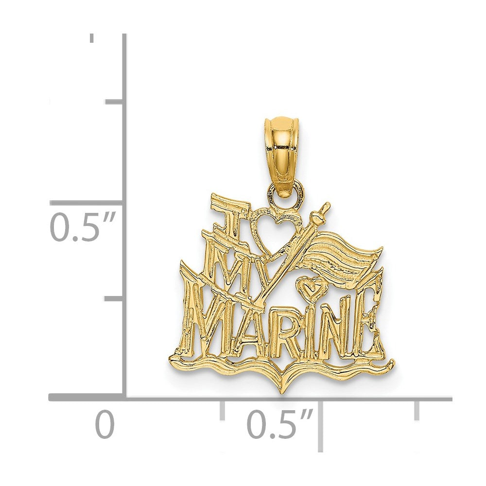 Million Charms 14K Yellow Gold Themed I Love My Marine