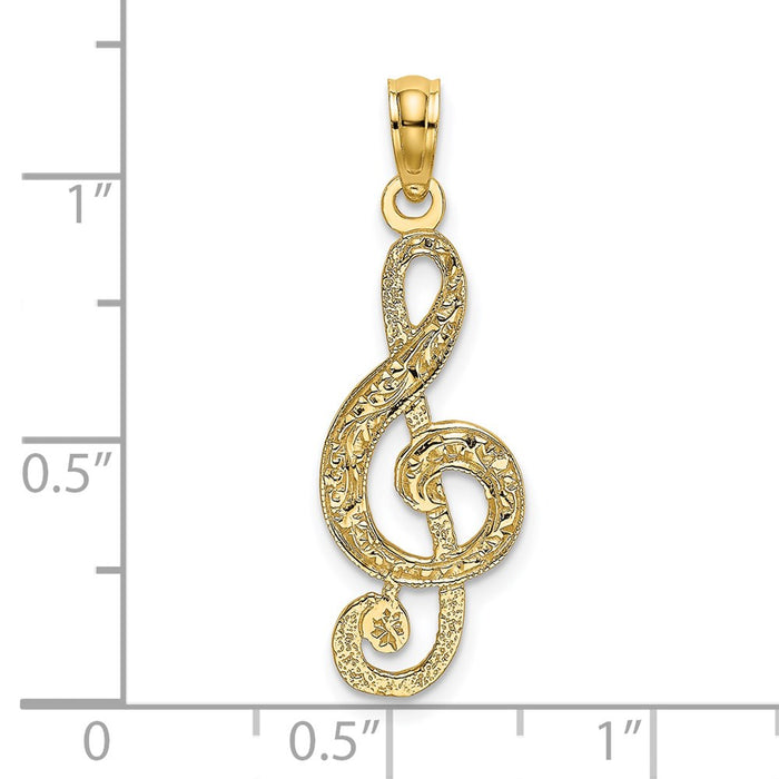 Million Charms 14K Yellow Gold Themed Music Clef Note Charm