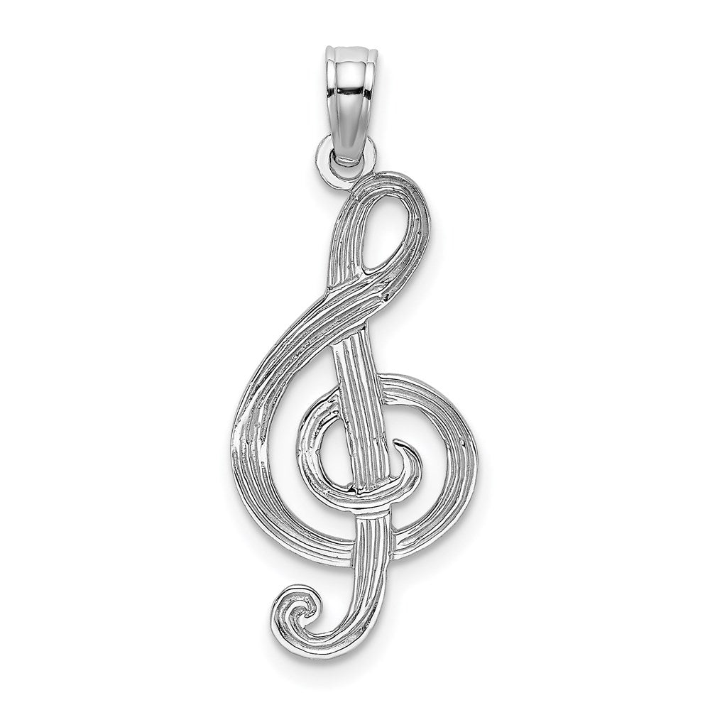 Million Charms 14K White Gold Themed Music Clef Note Charm