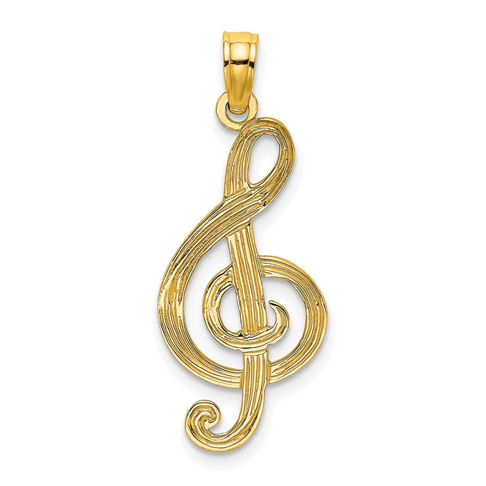 Million Charms 14K Yellow Gold Themed Music Clef Note Charm