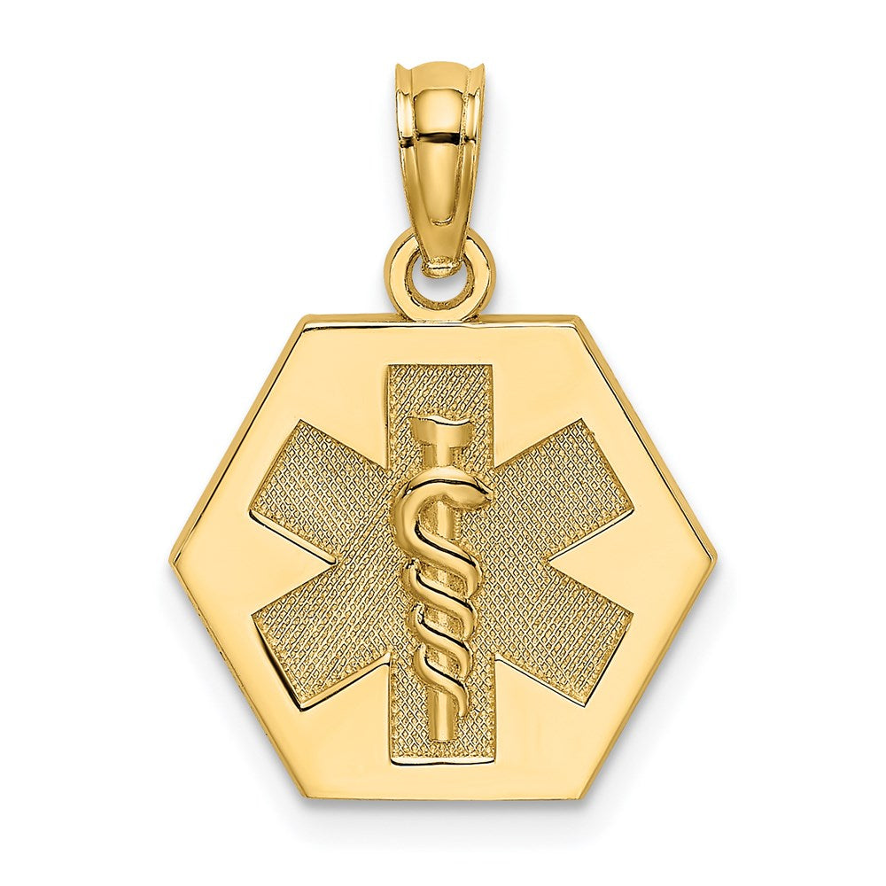 Million Charms 14K Yellow Gold Themed Caduceus Medical Disc