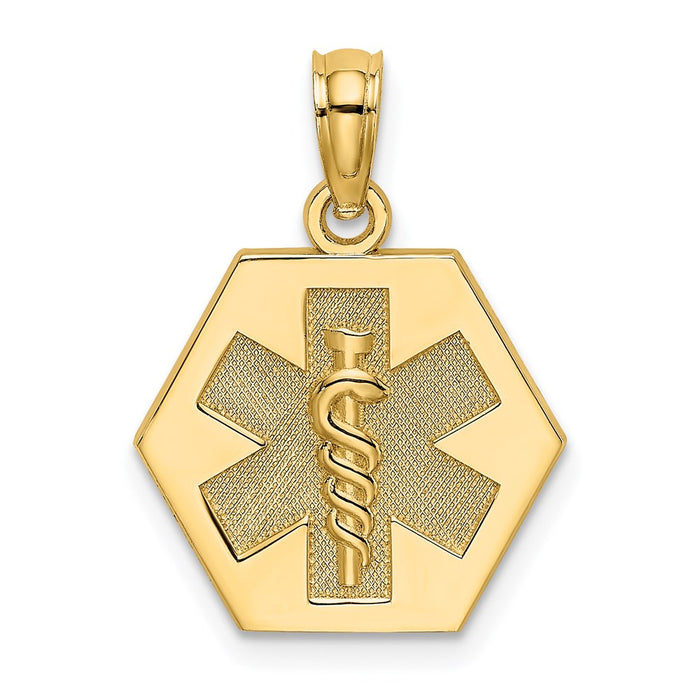 Million Charms 14K Yellow Gold Themed Caduceus Medical Disc