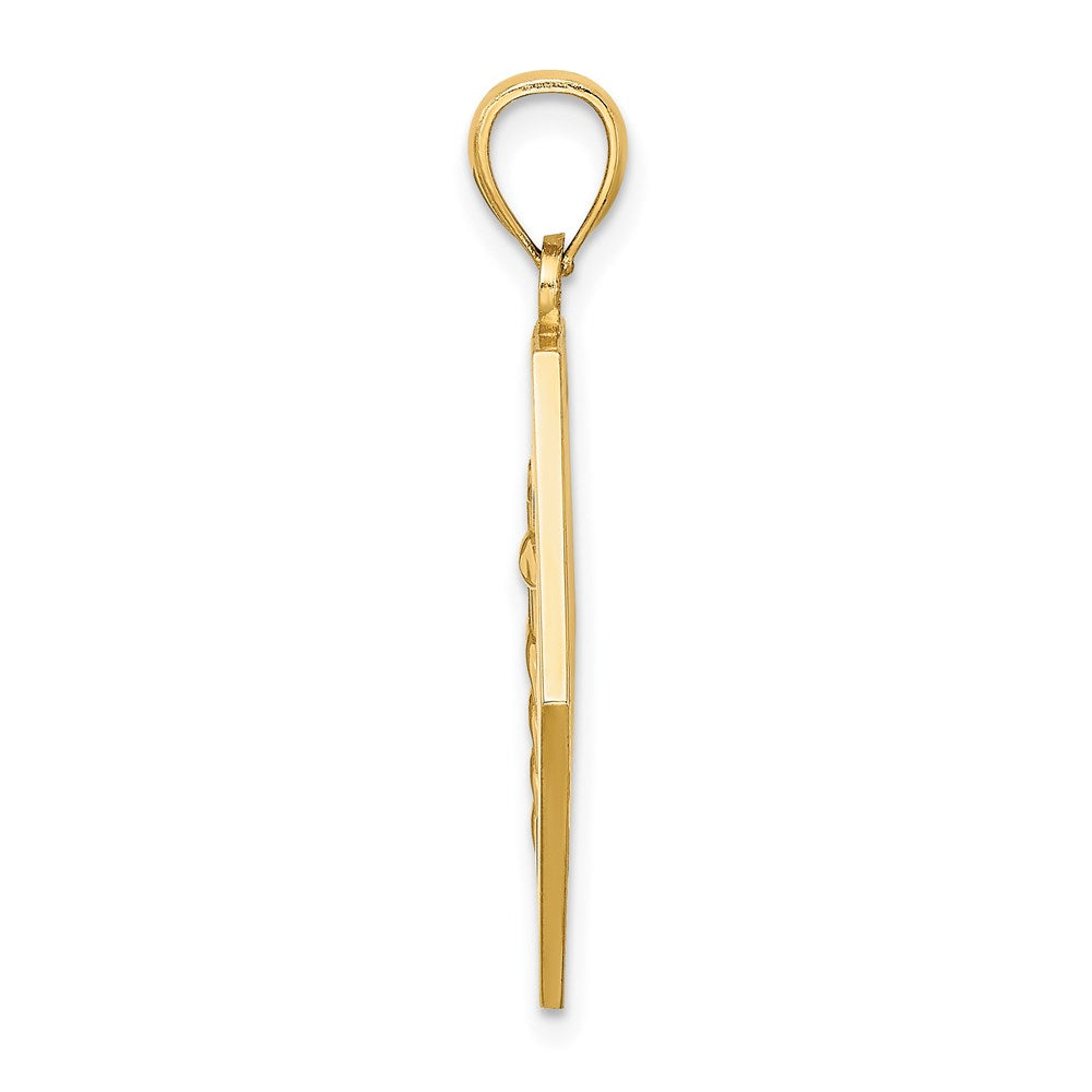 Million Charms 14K Yellow Gold Themed Textured Back Caduceus Medical Disc