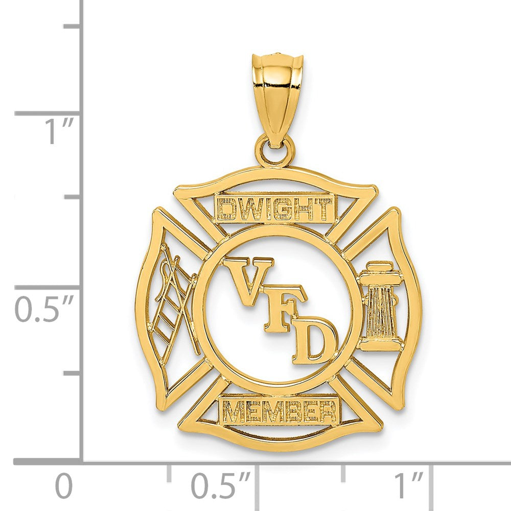 Million Charms 14K Yellow Gold Themed Vfd Dwight Member In Shield Charm
