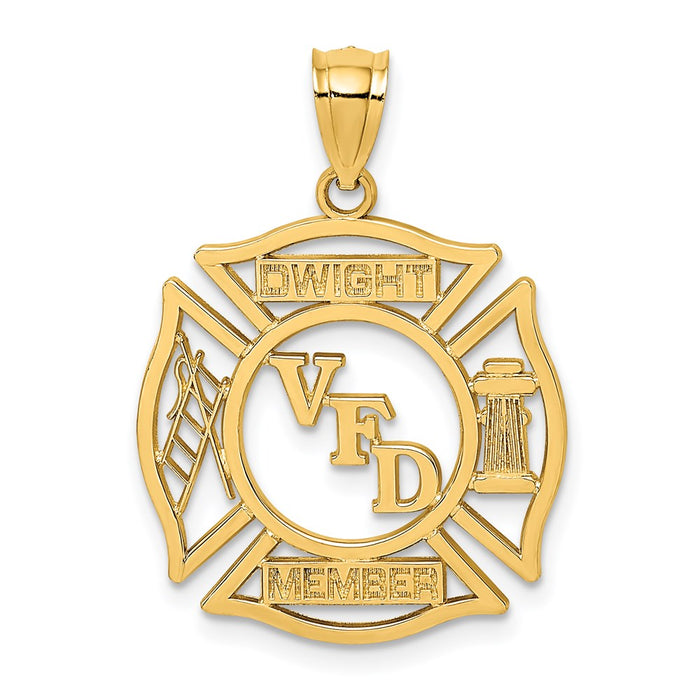 Million Charms 14K Yellow Gold Themed Vfd Dwight Member In Shield Charm