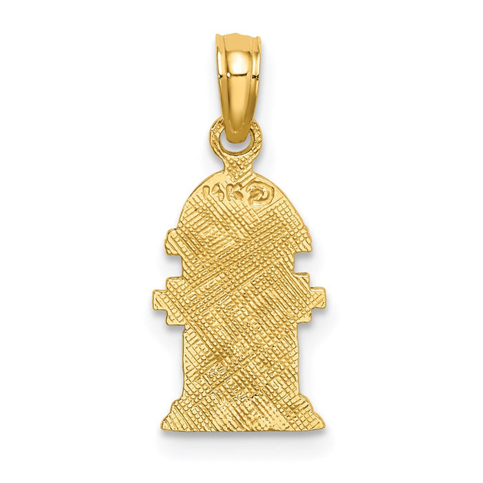 Million Charms 14K Yellow Gold Themed Polished & Engraved Fire Hydrant Charm