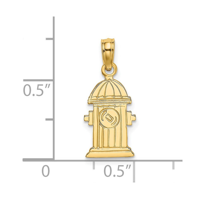 Million Charms 14K Yellow Gold Themed Polished & Engraved Fire Hydrant Charm