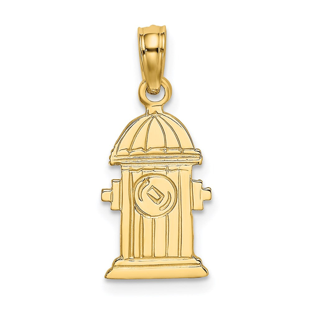 Million Charms 14K Yellow Gold Themed Polished & Engraved Fire Hydrant Charm