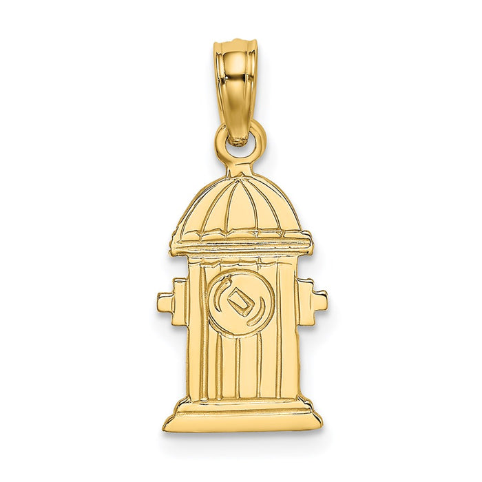 Million Charms 14K Yellow Gold Themed Polished & Engraved Fire Hydrant Charm