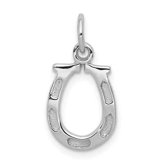 Million Charms 14K White Gold Themed Solid Polished Horseshoe Charm