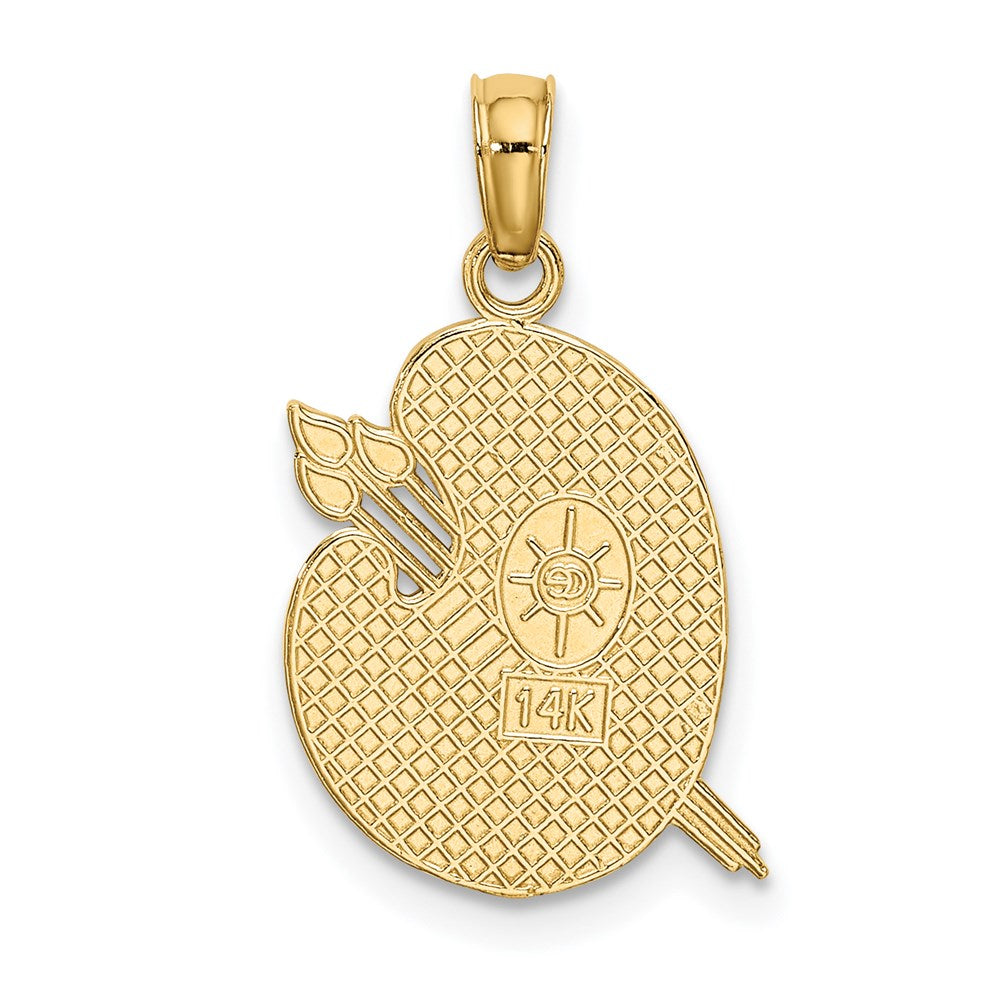Million Charms 14K Yellow Gold Themed Engraved & Textured Painters Pallet Charm