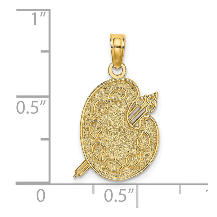 Million Charms 14K Yellow Gold Themed Engraved & Textured Painters Pallet Charm