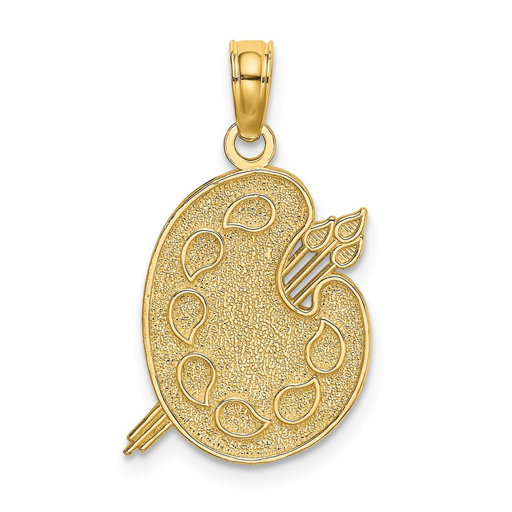 Million Charms 14K Yellow Gold Themed Engraved & Textured Painters Pallet Charm