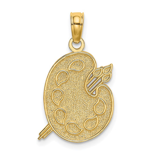 Million Charms 14K Yellow Gold Themed Engraved & Textured Painters Pallet Charm