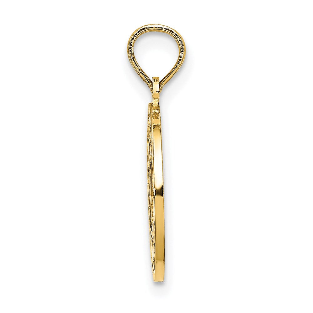 Million Charms 14K Yellow Gold Themed Textured Communion Cup On Round Disc Charm