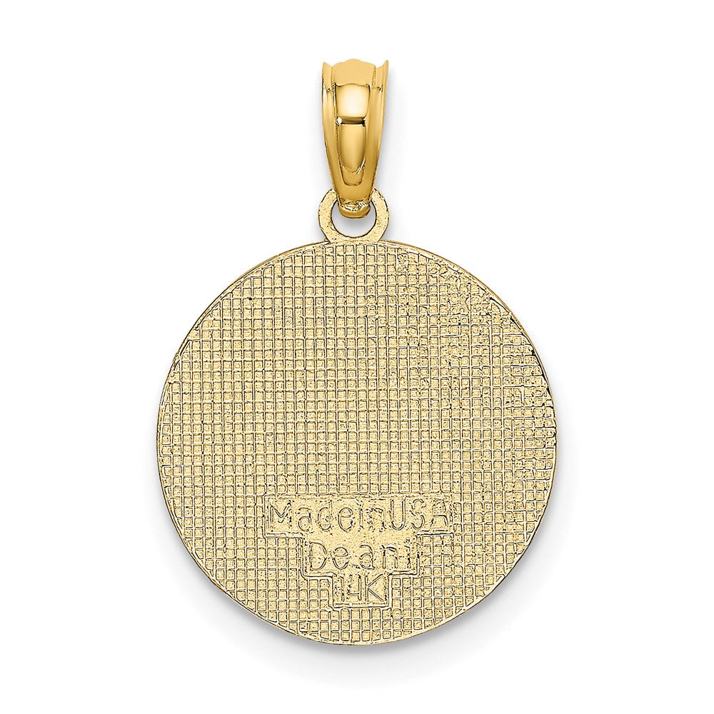 Million Charms 14K Yellow Gold Themed Textured Communion Cup On Round Disc Charm
