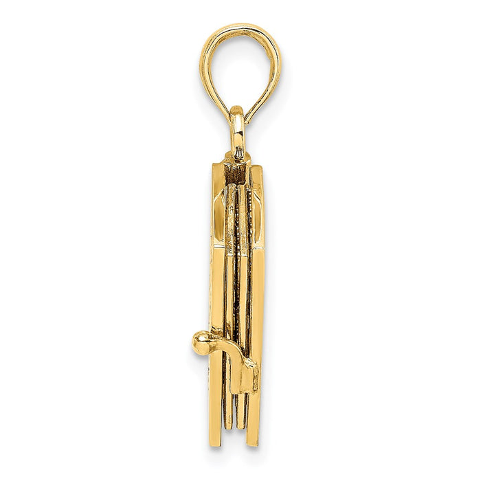 Million Charms 14K Yellow Gold Themed 3-D Moveable Pages Holy Bible With Lords Prayer Charm