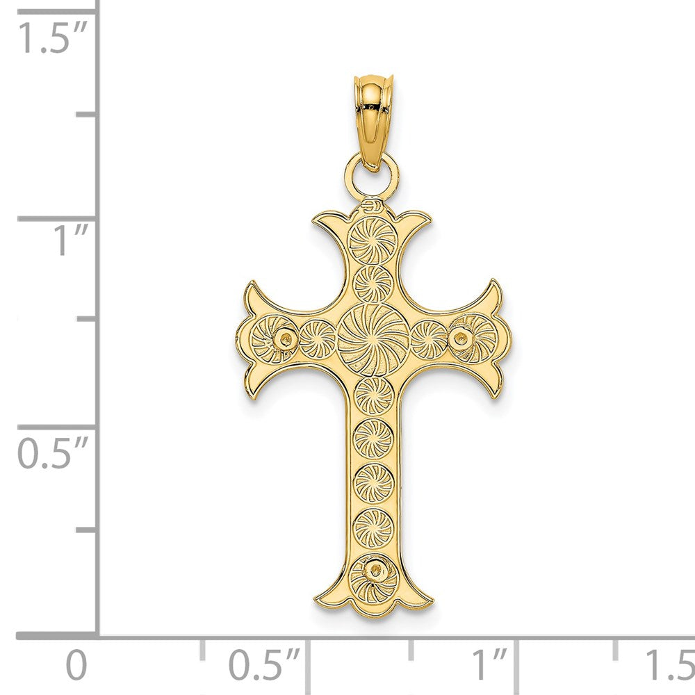 Million Charms 14K Yellow Gold Themed Double Sided Engraved Relgious Cross Charm