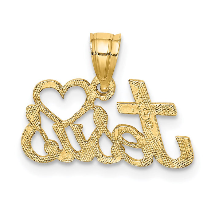 Million Charms 14K Yellow Gold Themed Love Jesus Script Charm