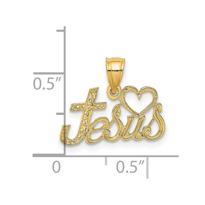 Million Charms 14K Yellow Gold Themed Love Jesus Script Charm
