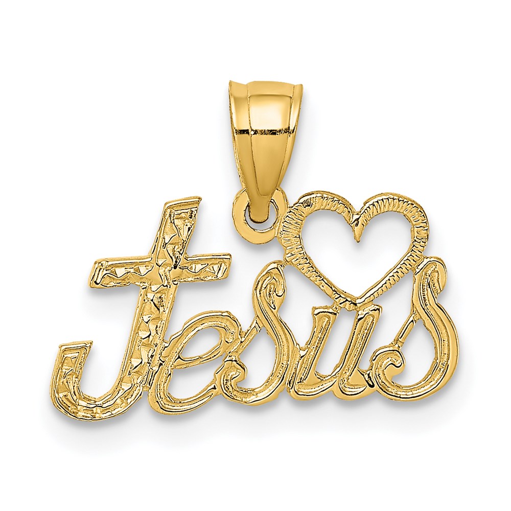 Million Charms 14K Yellow Gold Themed Love Jesus Script Charm