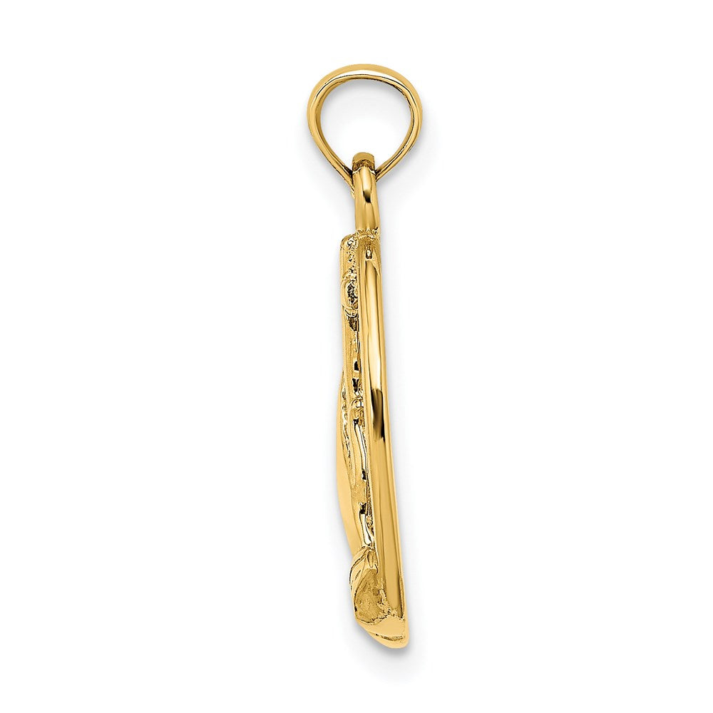 Million Charms 14K Yellow Gold Themed Praying Hands & Relgious Cross In Oval Charm