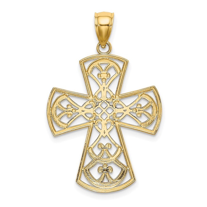 Million Charms 14K Yellow Gold Themed Filigree Relgious Cross Charm