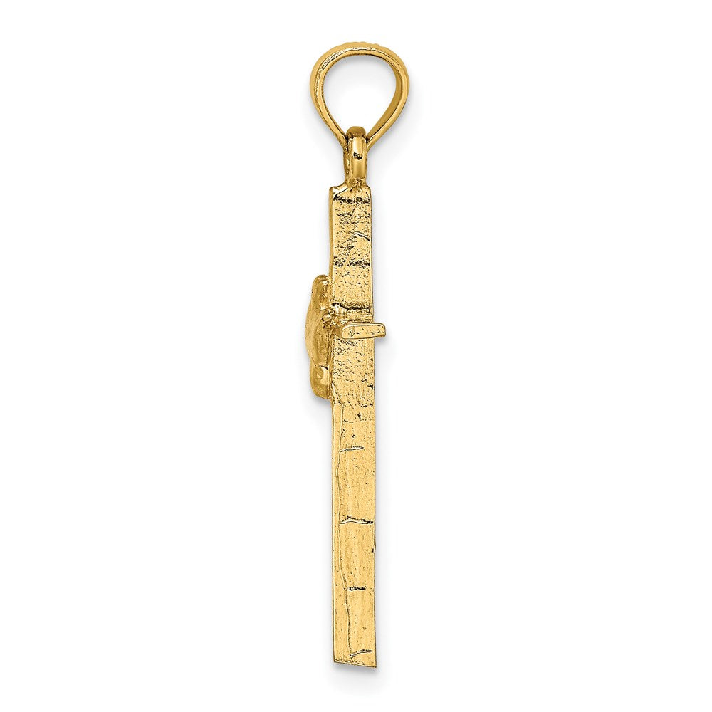 Million Charms 14K Yellow Gold Themed Dove On Stick Relgious Cross Charm
