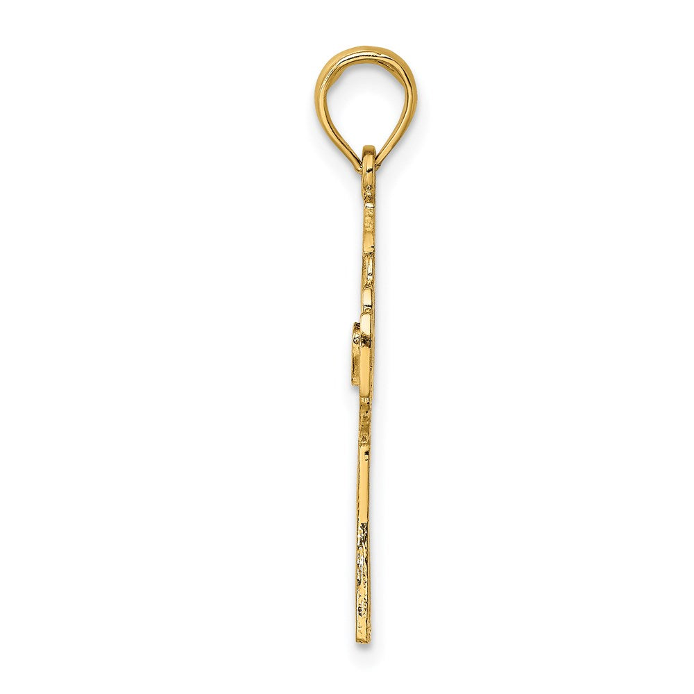 Million Charms 14K Yellow Gold Themed Relgious Cross With Claddagh Charm