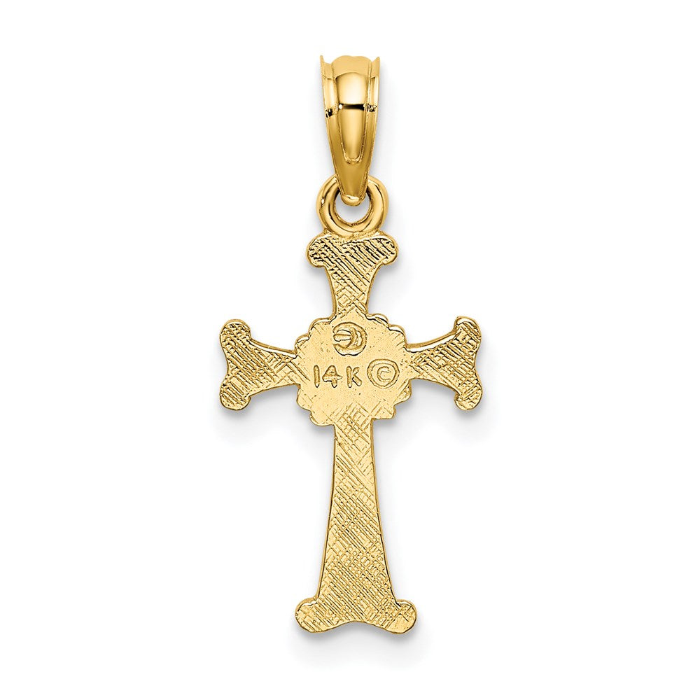Million Charms 14K Yellow Gold Themed 4-Leaf Lucky Clover  Relgious Cross Charm
