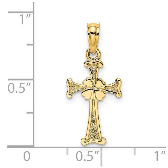 Million Charms 14K Yellow Gold Themed 4-Leaf Lucky Clover  Relgious Cross Charm