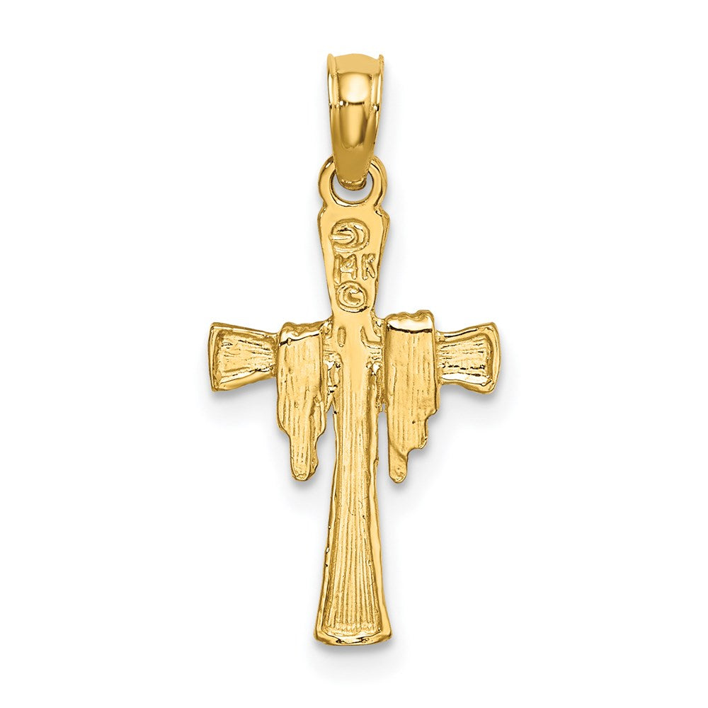 Million Charms 14K Yellow Gold Themed Relgious Cross With Drape Charm