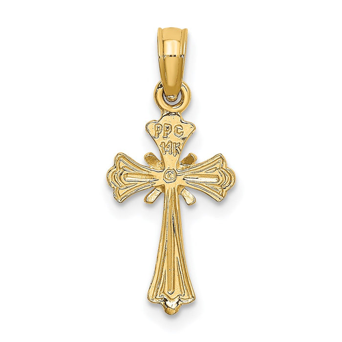 Million Charms 14K Yellow Gold Themed Engraved Small Relgious Cross With X Center Charm