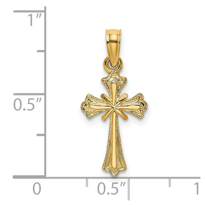 Million Charms 14K Yellow Gold Themed Engraved Small Relgious Cross With X Center Charm