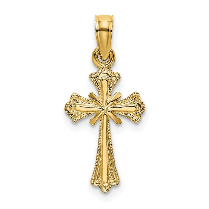 Million Charms 14K Yellow Gold Themed Engraved Small Relgious Cross With X Center Charm