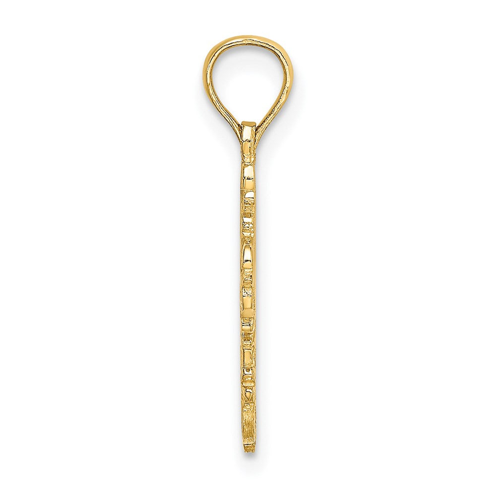 Million Charms 14K Yellow Gold Themed Cut-Out Delicate Relgious Cross Charm