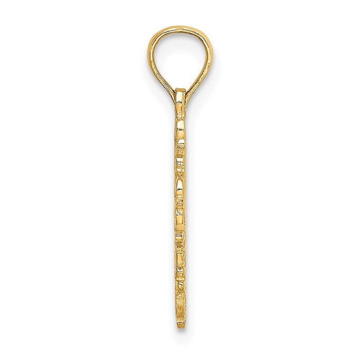 Million Charms 14K Yellow Gold Themed Cut-Out Delicate Relgious Cross Charm