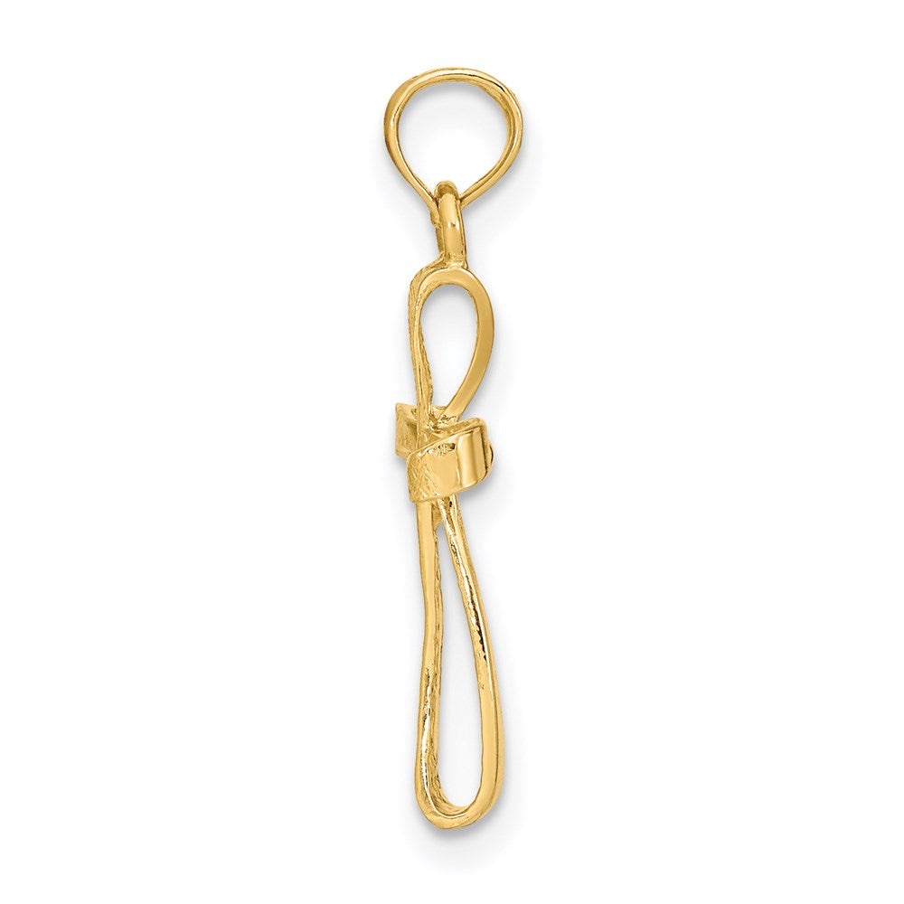 Million Charms 14K Yellow Gold Themed 3-D Engraved & Polished Twisted Relgious Cross Charm