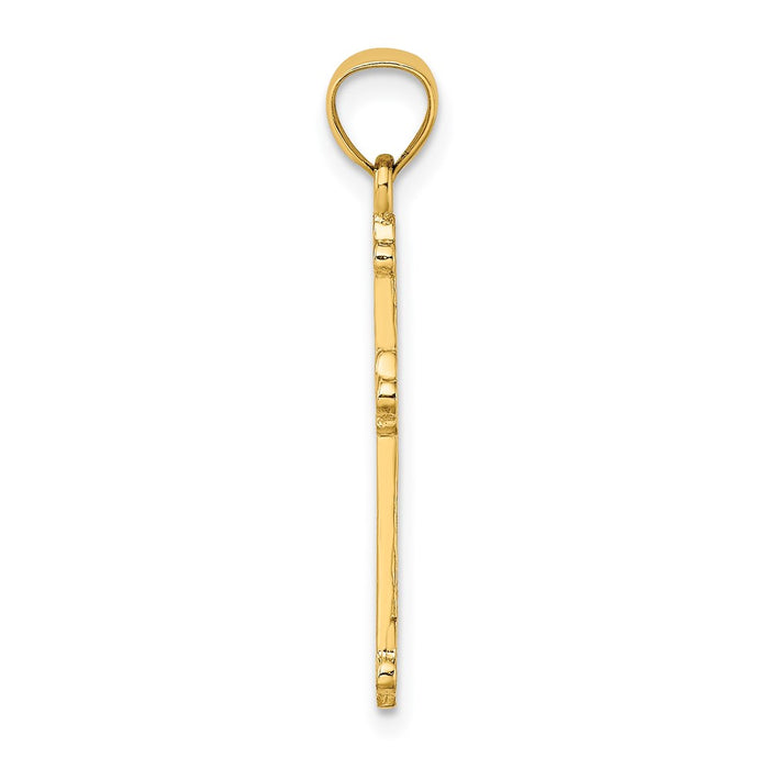 Million Charms 14K Yellow Gold Themed Polished & Engraved Solid Relgious Cross Charm