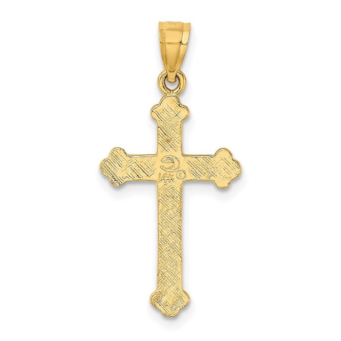 Million Charms 14K Yellow Gold Themed Polished & Engraved Solid Relgious Cross Charm
