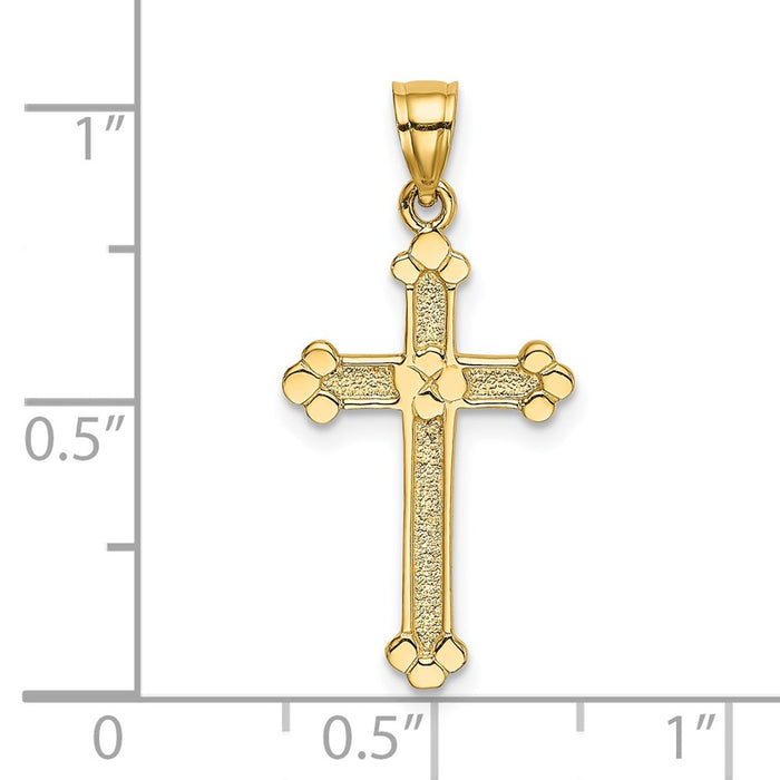 Million Charms 14K Yellow Gold Themed Polished & Engraved Solid Relgious Cross Charm