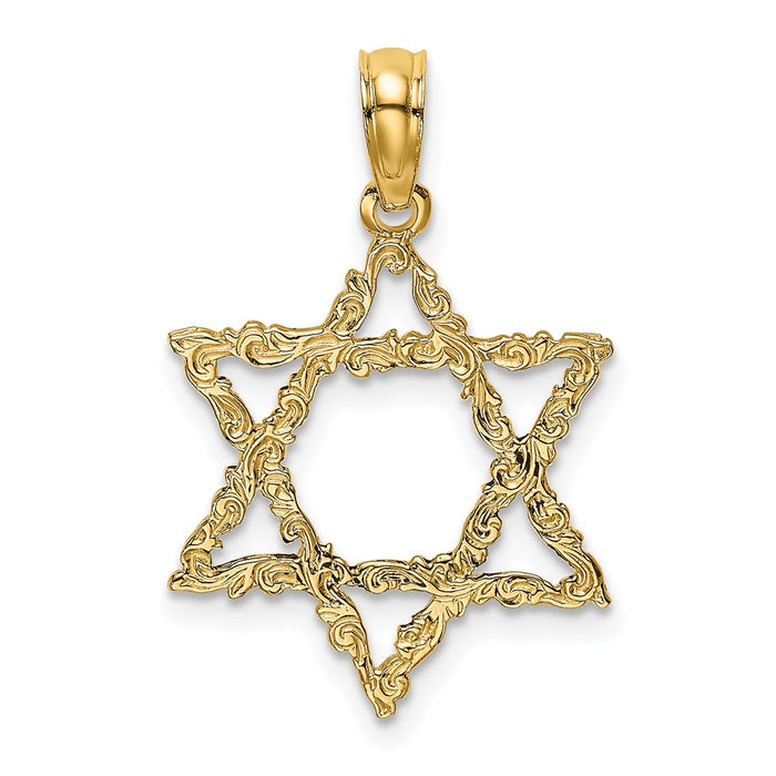 Million Charms 14K Yellow Gold Themed Religious Jewish Star Of David Charm